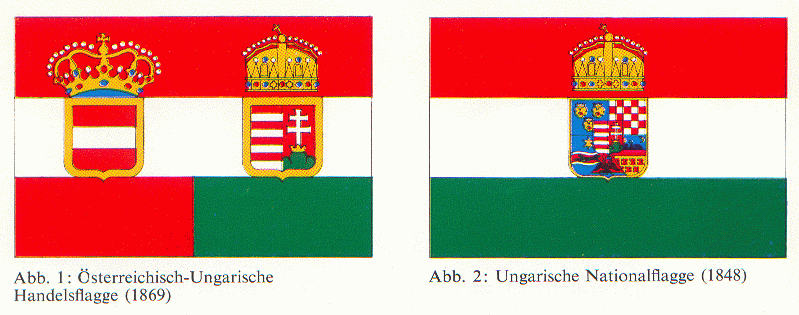 Österreich-Ungarische Handelsflagge 1869-1918, Ungarische Nationalflagge 1848