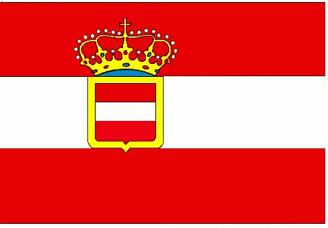 Die österreichische Marineflagge  (1786-1918) - sie war bis 1869 auch Handelsflagge